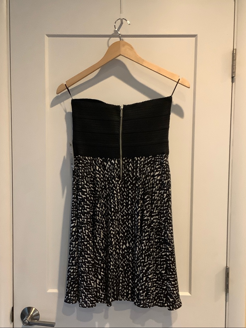 Express Strapless Black Dress with Black&White Patterned Skirt (NWT) - Picture 2 of 8